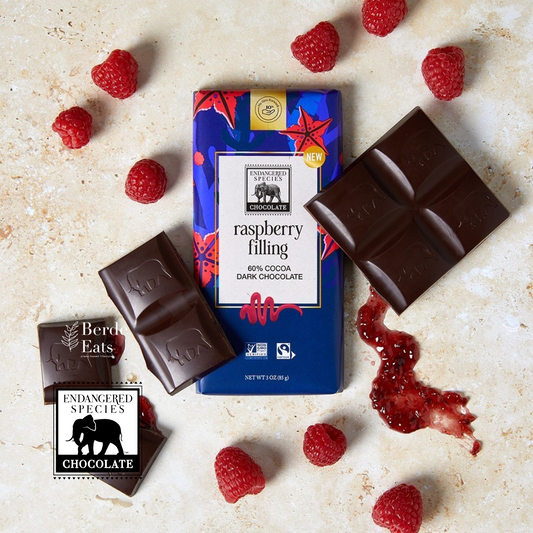 Raspberry Filling Dark Chocolate Bar, 60% Cocoa (GF*)