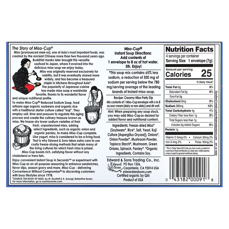 Instant Miso-Cup® Reduced Sodium (GF*)