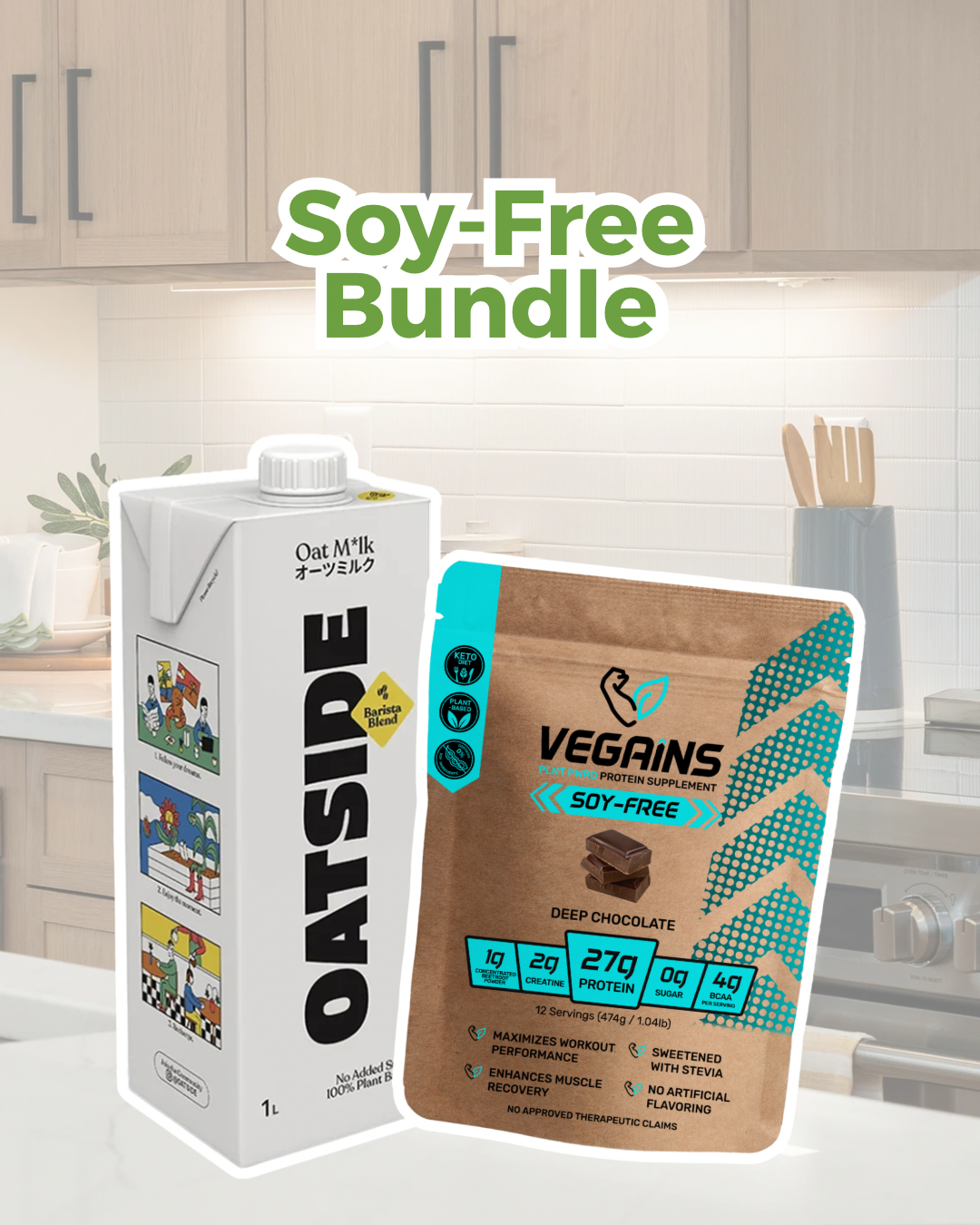 Vegains Chocolate Protein Milk Shake Bundle | Vegains + Oatside