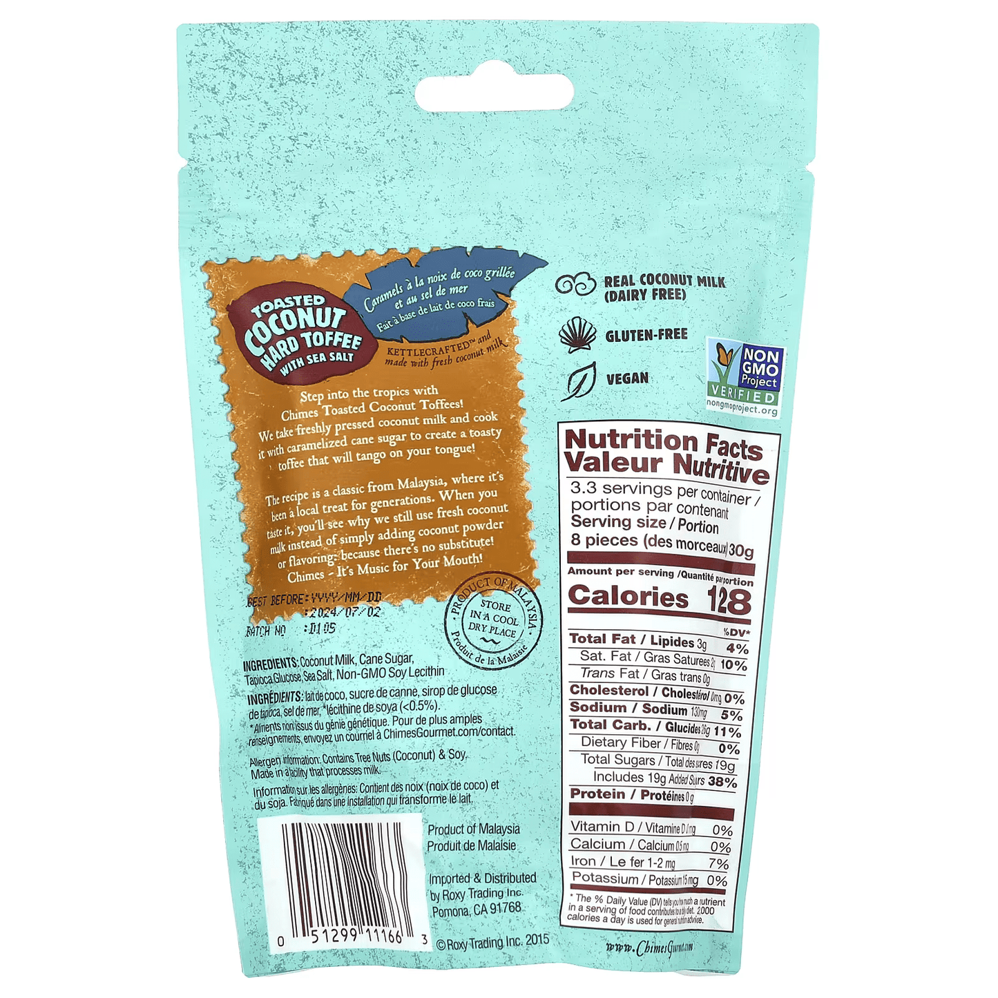 Chimes Toasted Coconut Hard Toffee w/ Sea Salt (*GF)