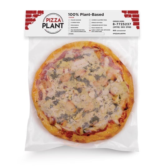 Pizza - Garlic Confit and Artichokes with Herb Puree