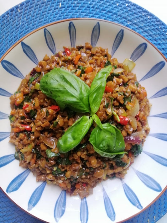 Thai Basil Minced "Pork" (Mildly Spicy š¶ļø)