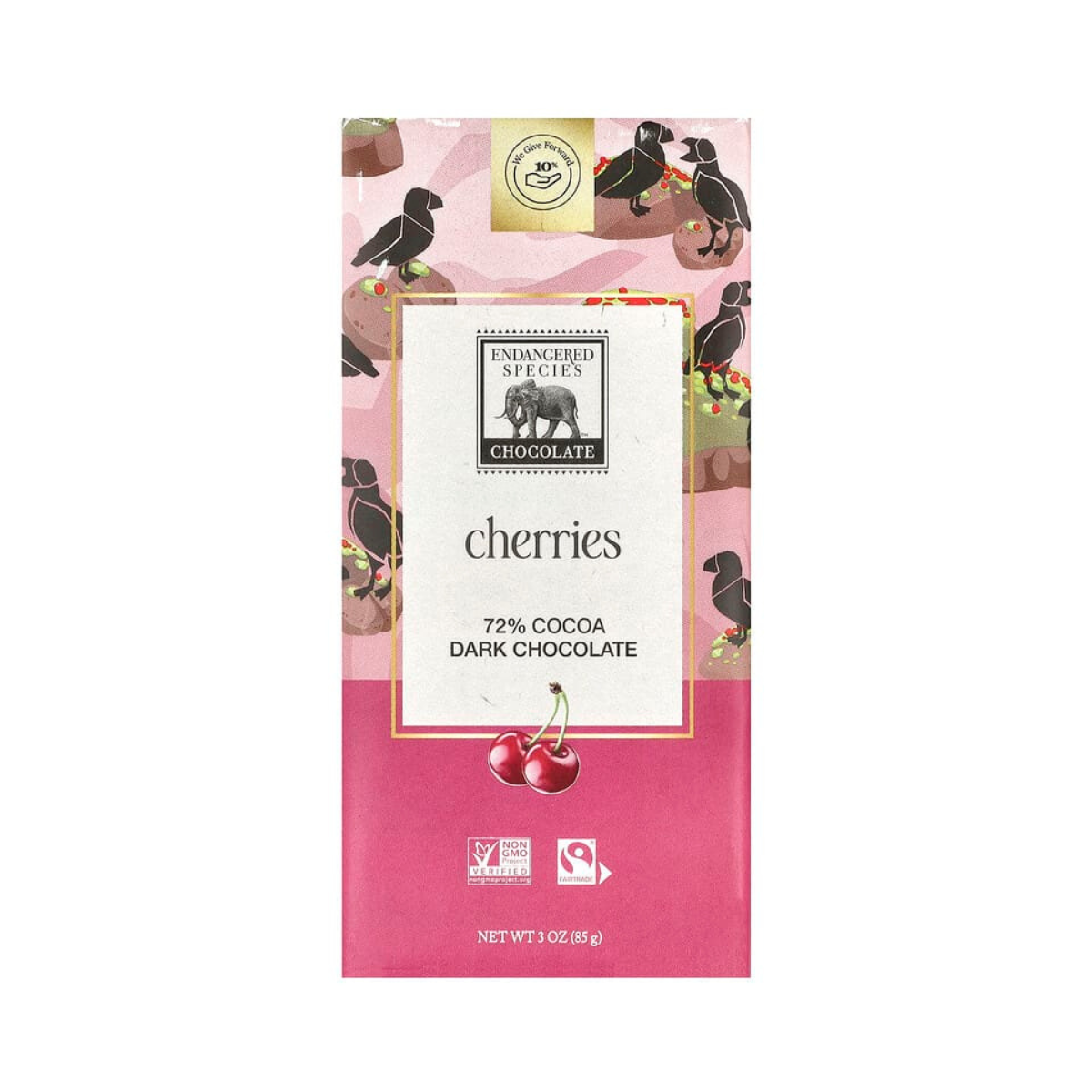 Cherries Dark Chocolate Bar, 72% Cocoa (GF*)