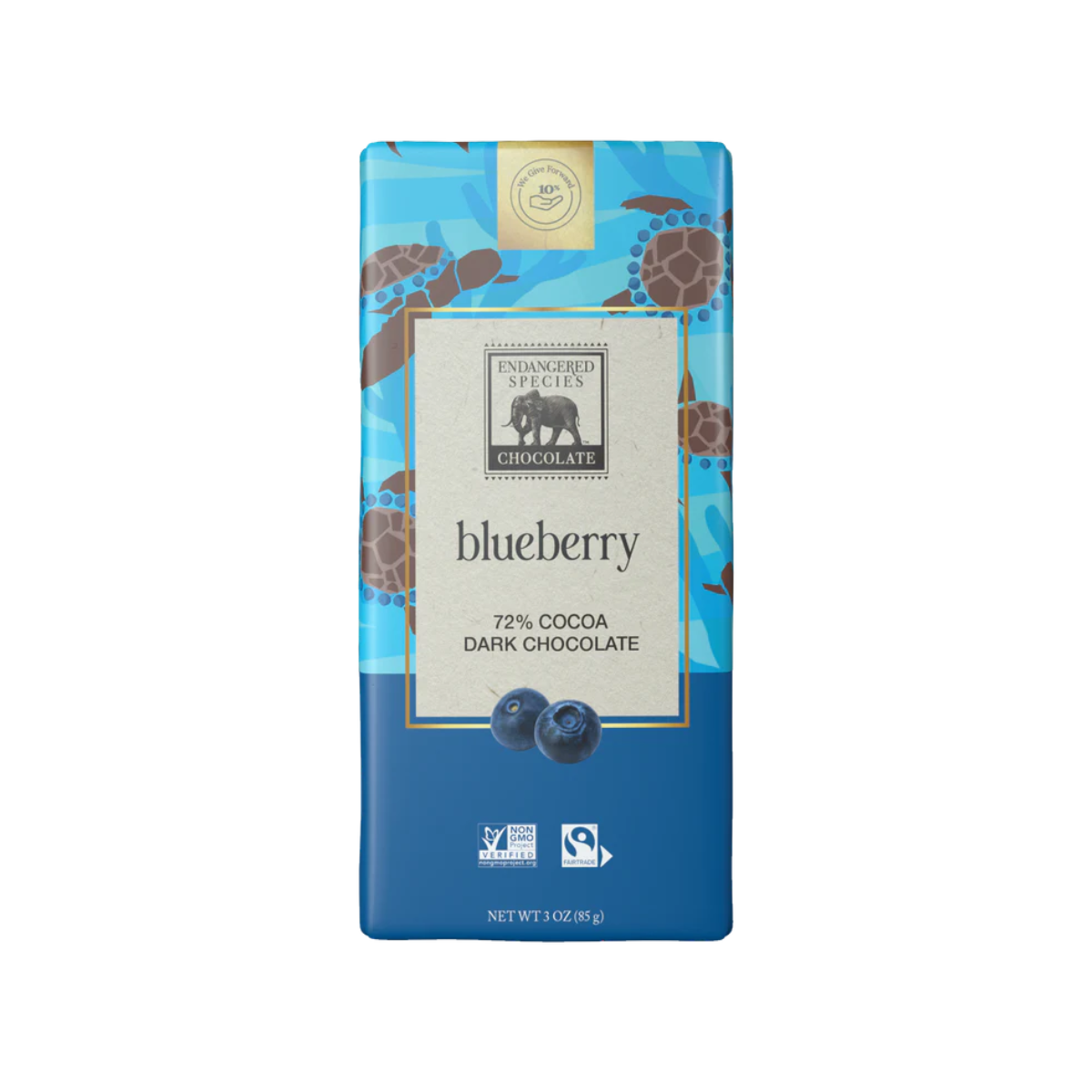 Blueberry Dark Chocolate Bar, + 72% Cocoa (GF*)