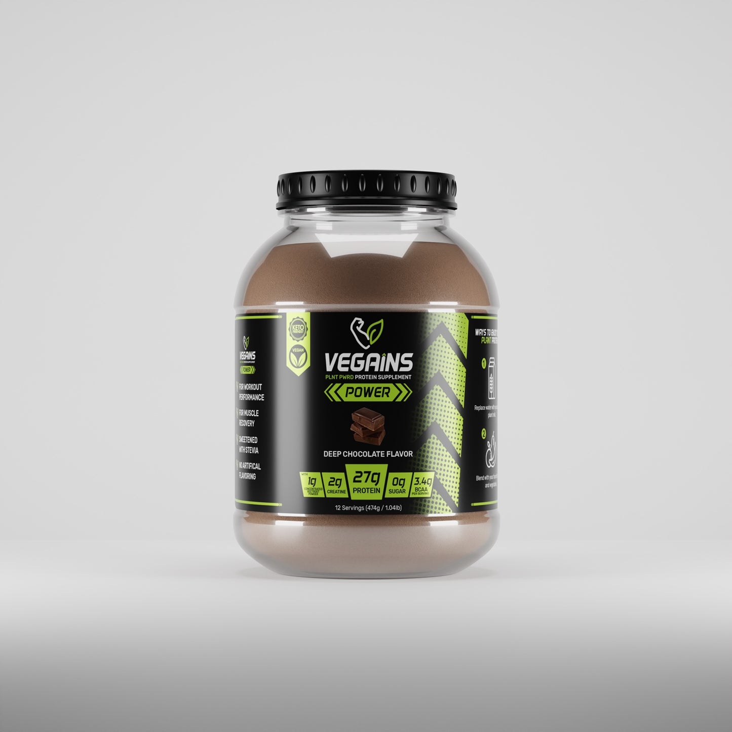 ⚡ POWER ⚡ Complete Plant-Based Protein Powder Deep Chocolate Flavor
