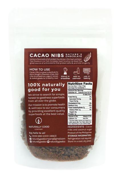 Nutrition Facts Cacao Nibs Coconut Sugar Coated Naturally Good Co